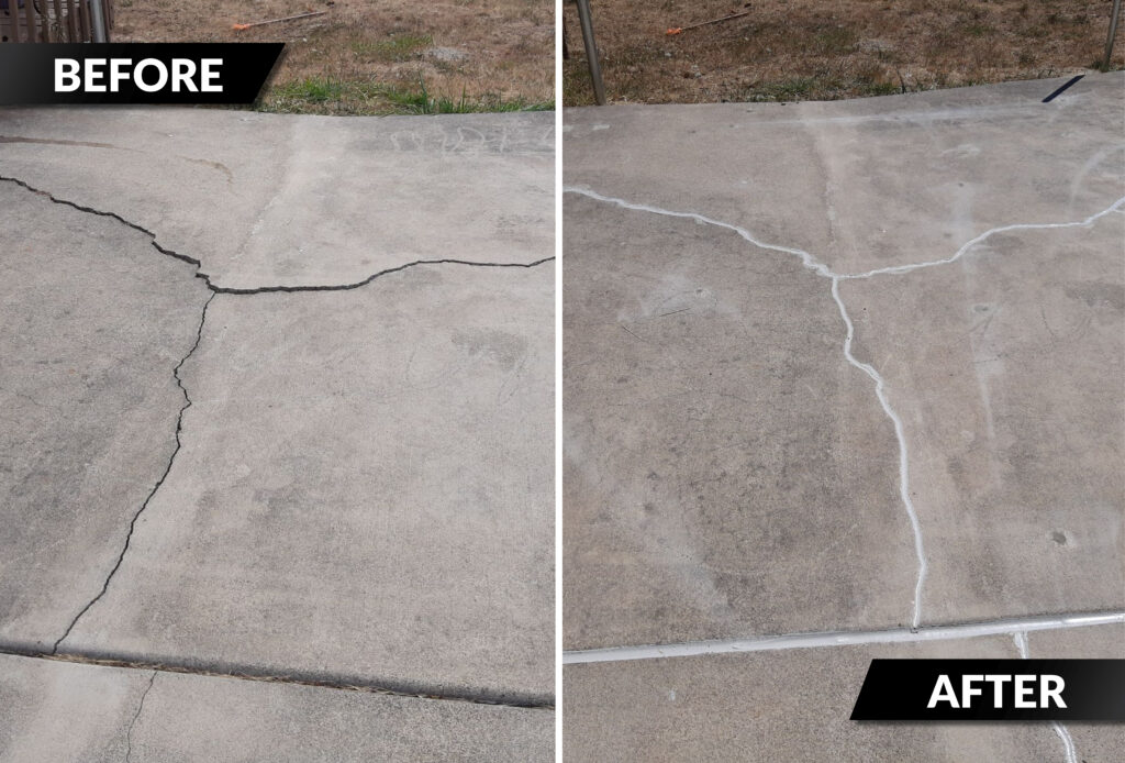 Before and After PoolDeck CrackedConcrete Pool Deck